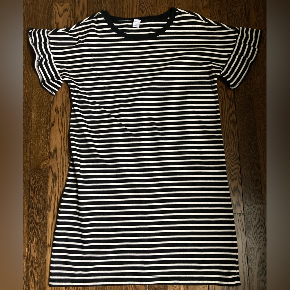 Black and white striped dress